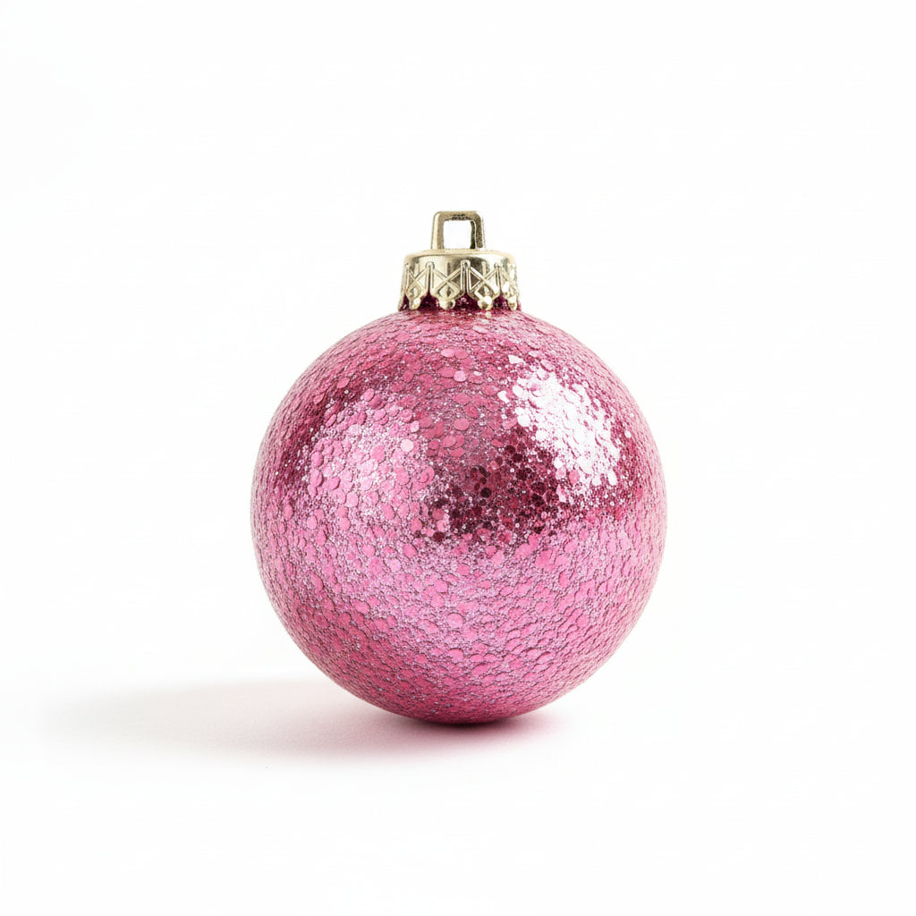 Chunky Glitter Ball Ornament - Pink