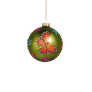 Floral and Flutter Ball Ornament - Butterfly