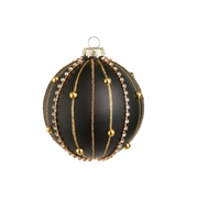 Embellished Black Matte Ornament - Ball