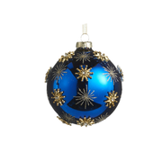 Gold Snowflake Ball Ornament - Blue