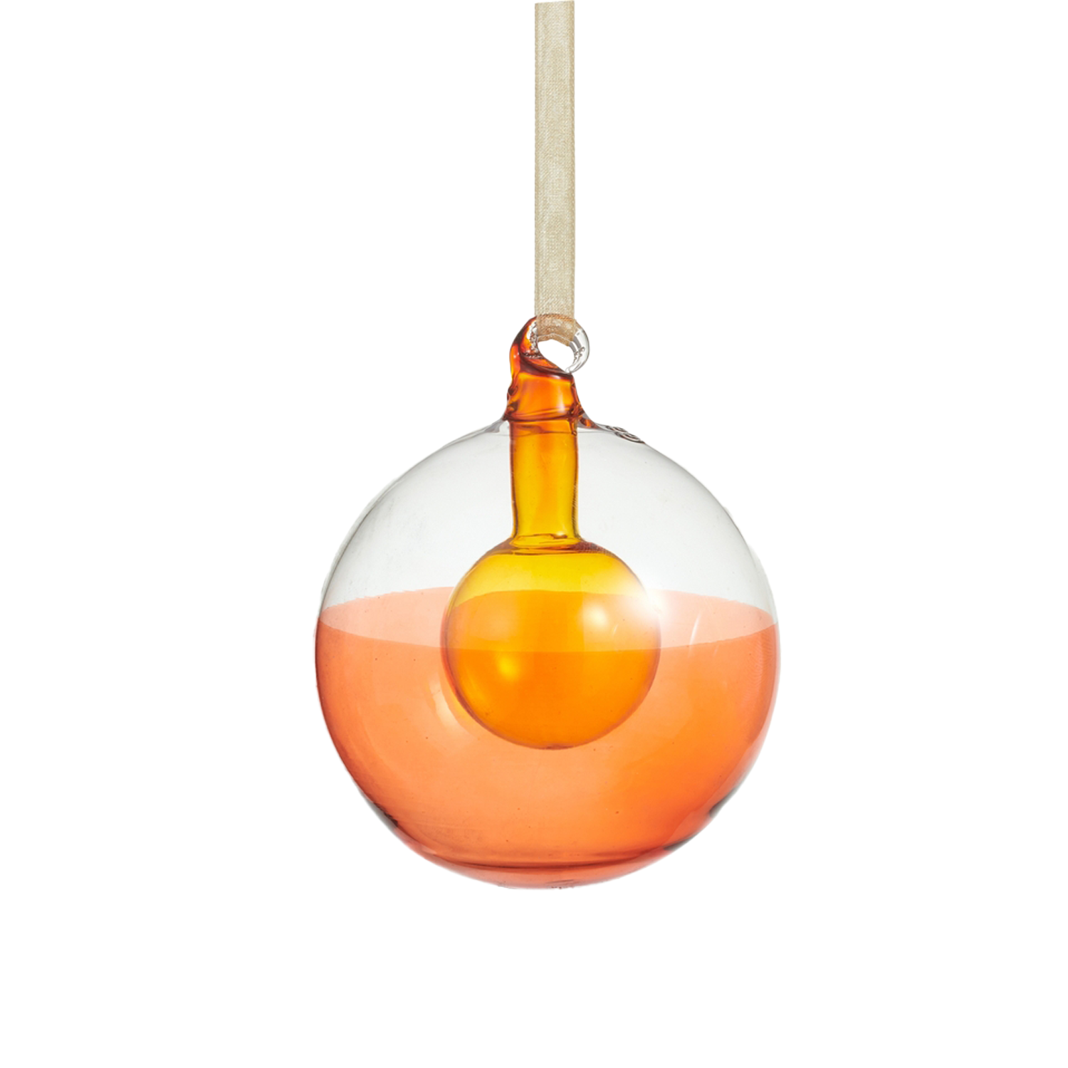 Modern Blown Glass Ball Ornament - Orange