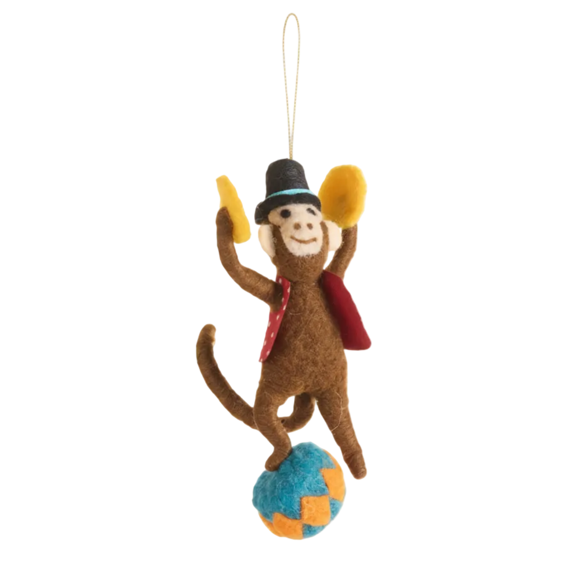 Circus Monkey Ornament - Tambourine