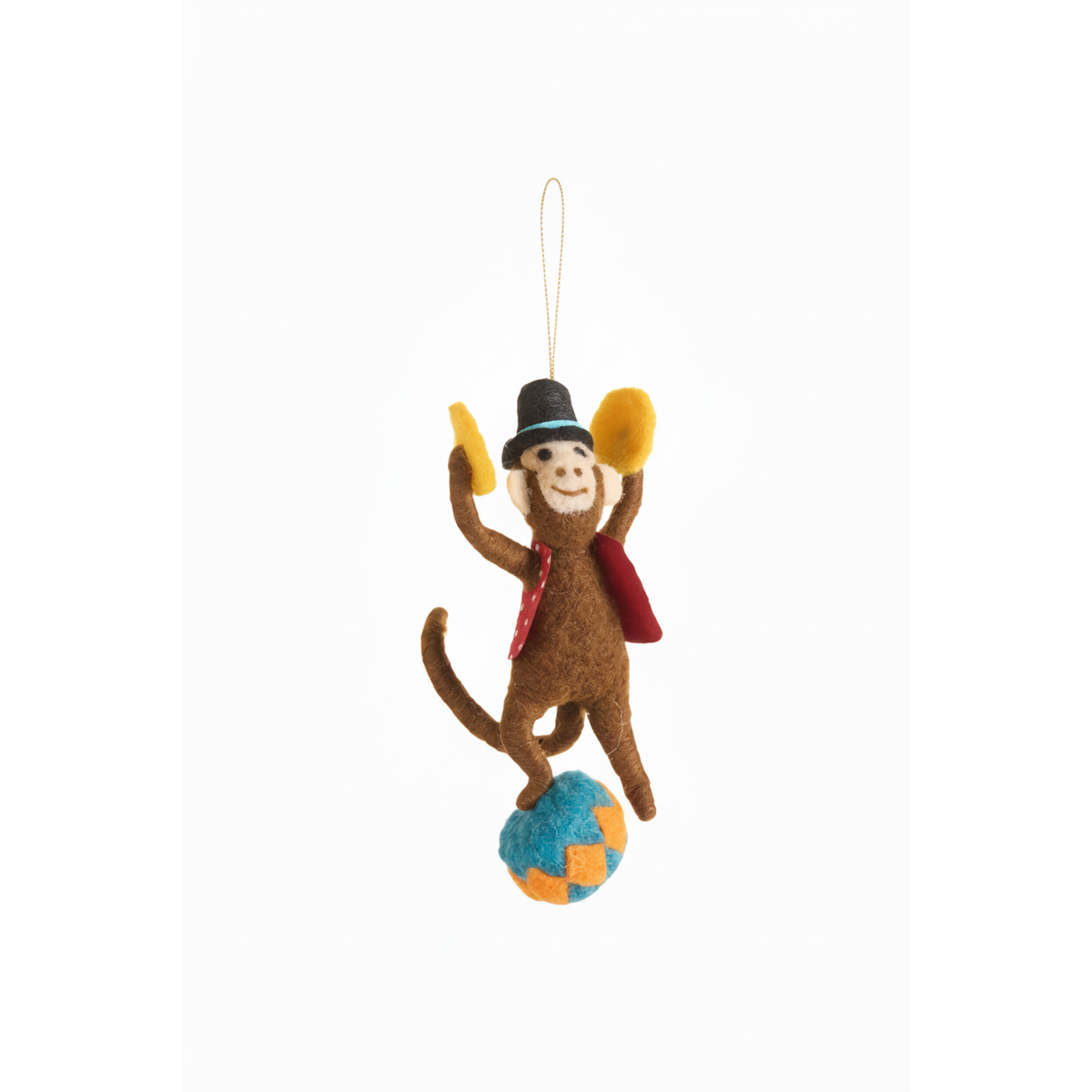 Circus Monkey Ornament - Tambourine