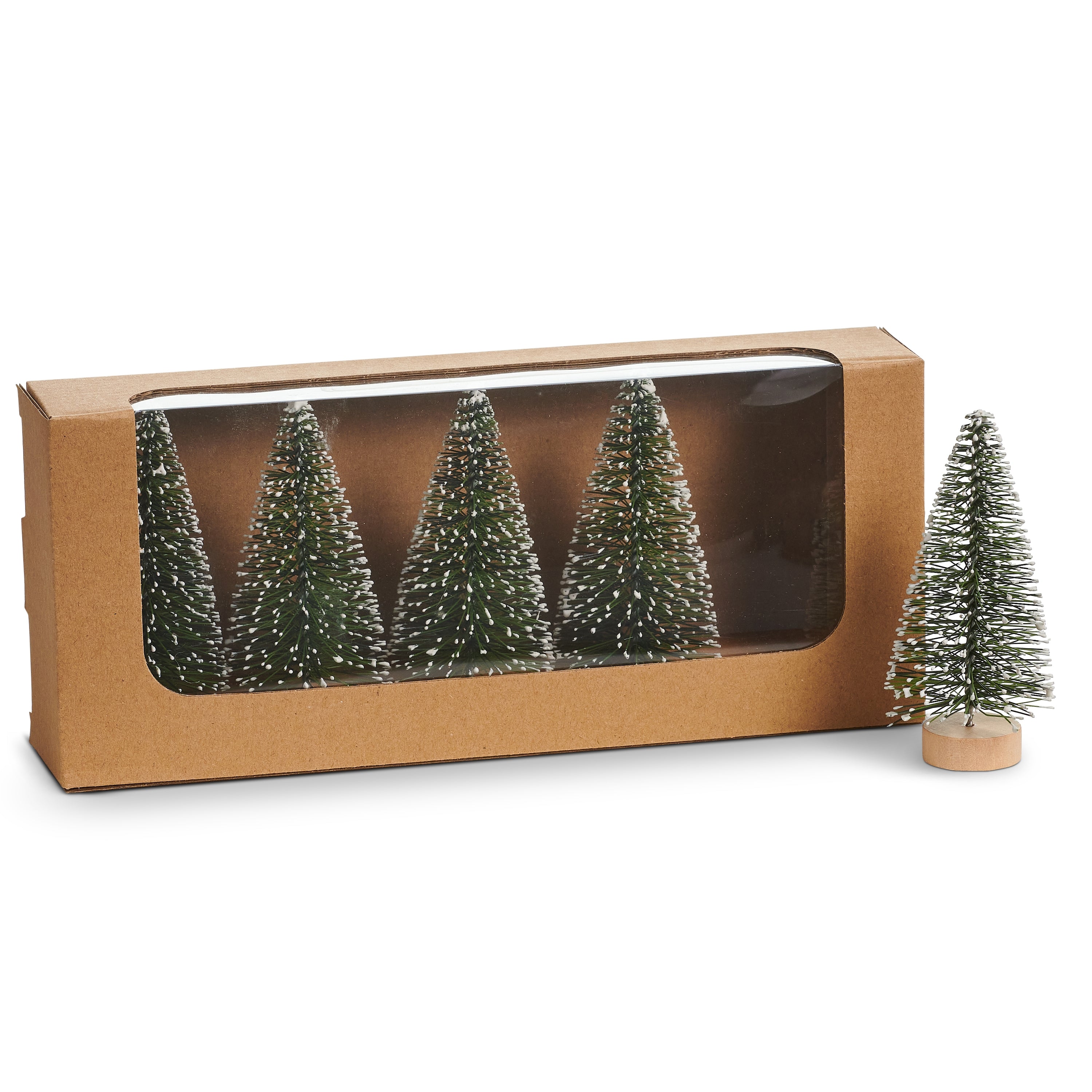 Box Of 5 Snowy Bottle Brush Trees