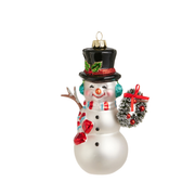 Snowman Ornament - Holding Wreath