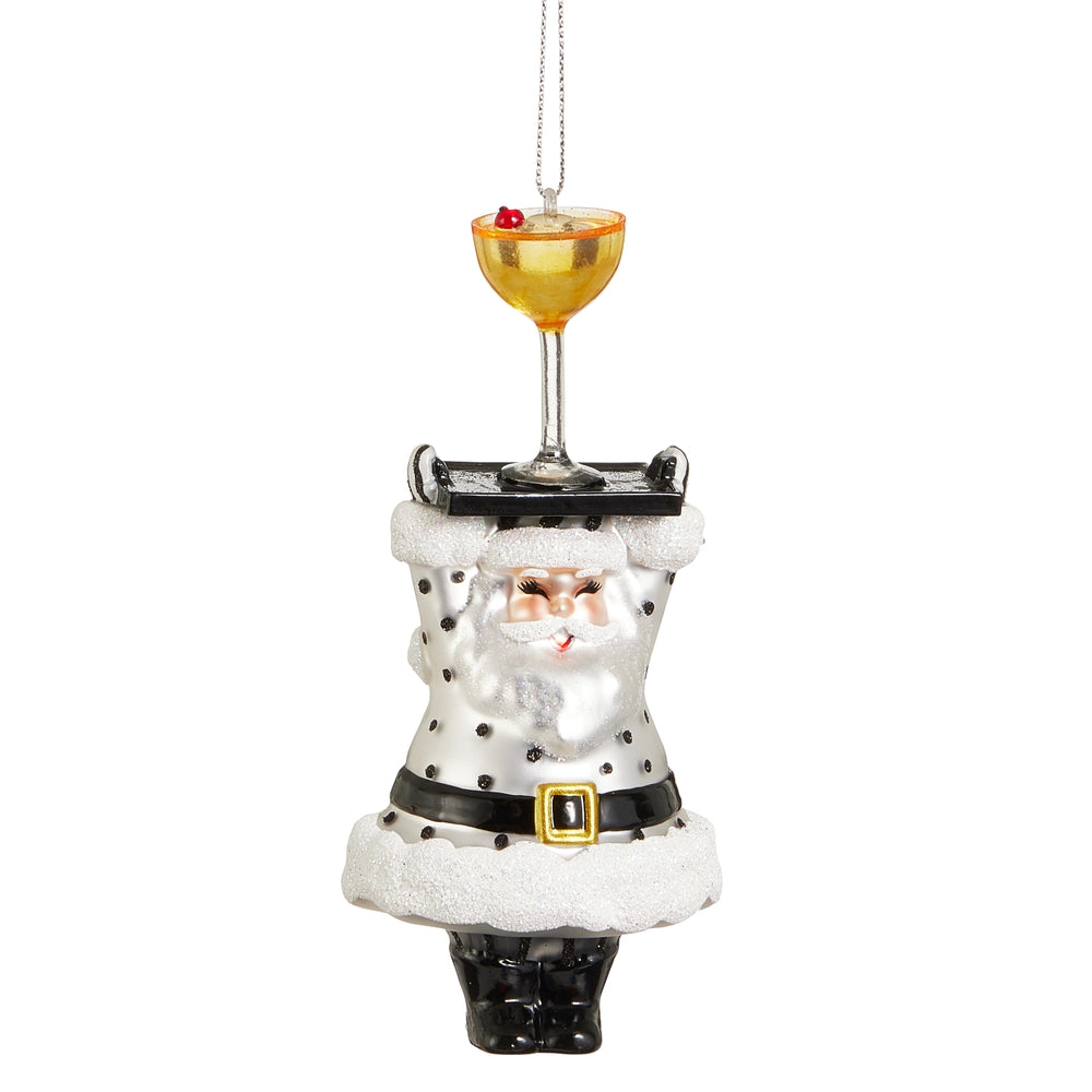 Champagne Service Santa Ornament