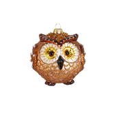 Jeweled Owl Ornament - Brown
