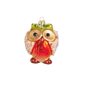 Jeweled Owl Ornament - Orange/Green