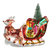 Deer With Package Sleigh Ornament