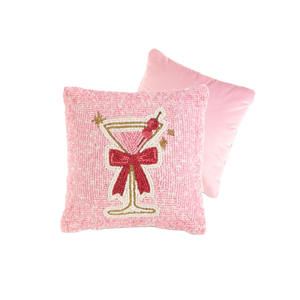 Everything Nice Cocktails Beaded Pillow - Cosmopolitan