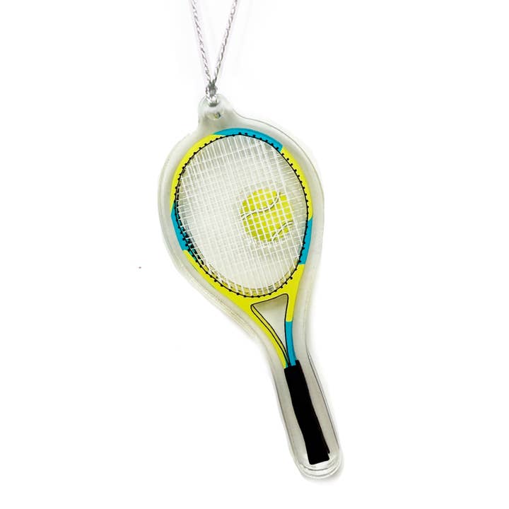 Tennis Racket With Tennis Ball Shaker Ornament