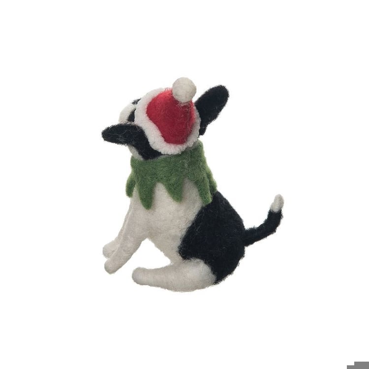 Dog Santa Hat Figurine