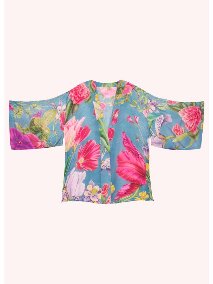 Floral Study Kimono Jacket - Denim