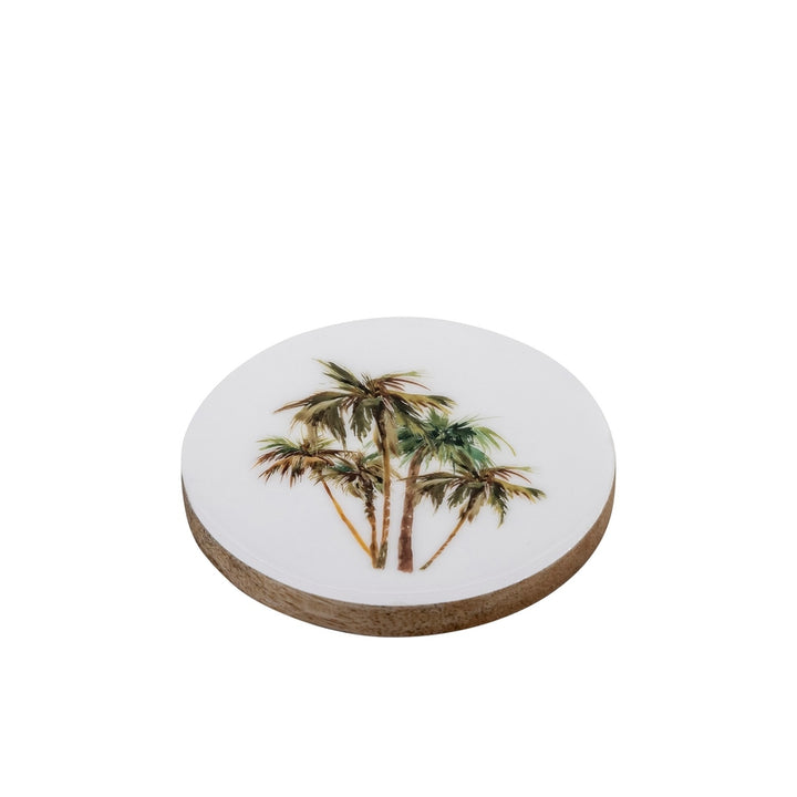 Mango Wood With Print Coaster Set