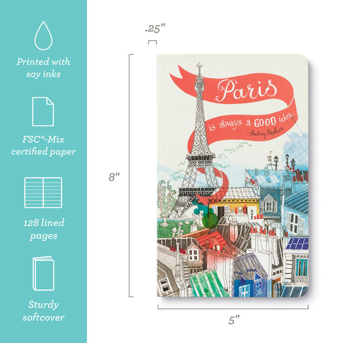 "Paris Is Always A Good Idea." —Audrey Hepburn Softcover Journal