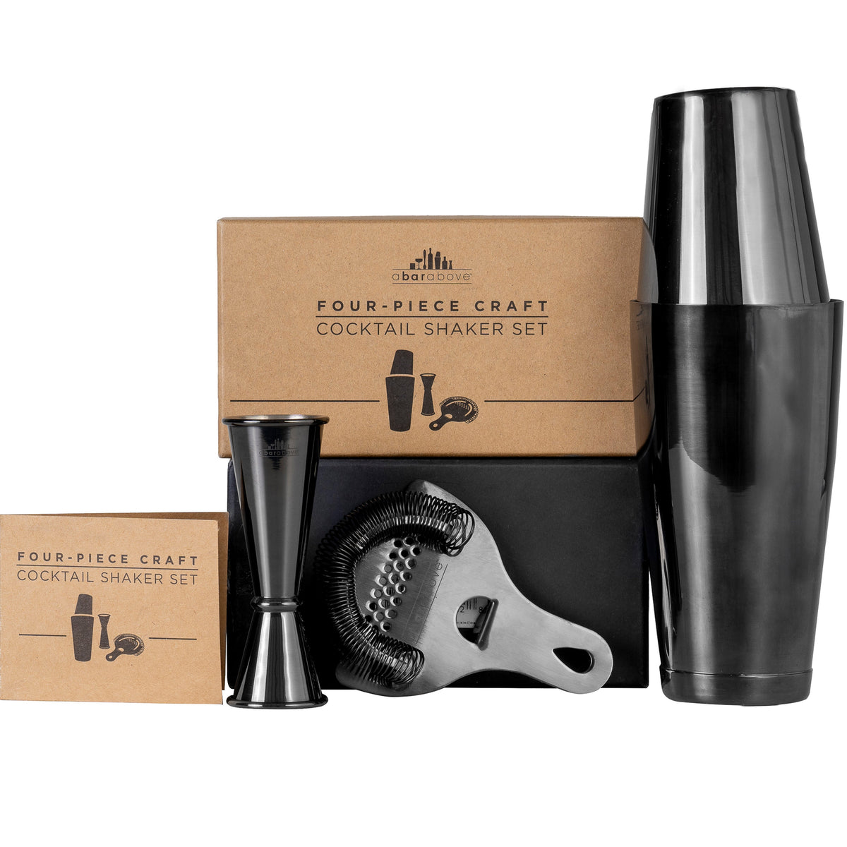 4-Piece Cocktail Shaker Set - Black