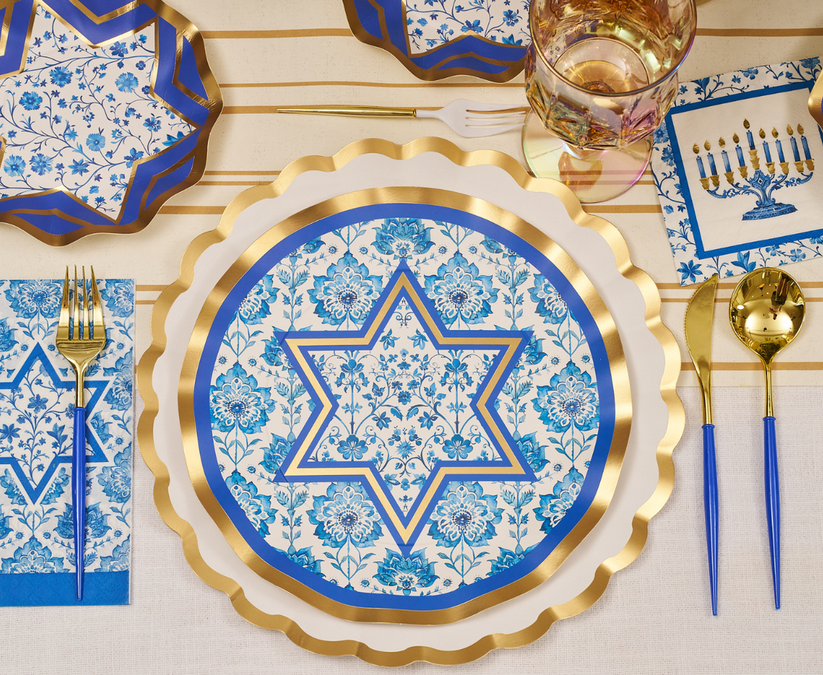 Hanukkah Toile Dinner Plates - 8 Pack
