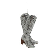 Silver Glitter Cowboy Boots Ornament