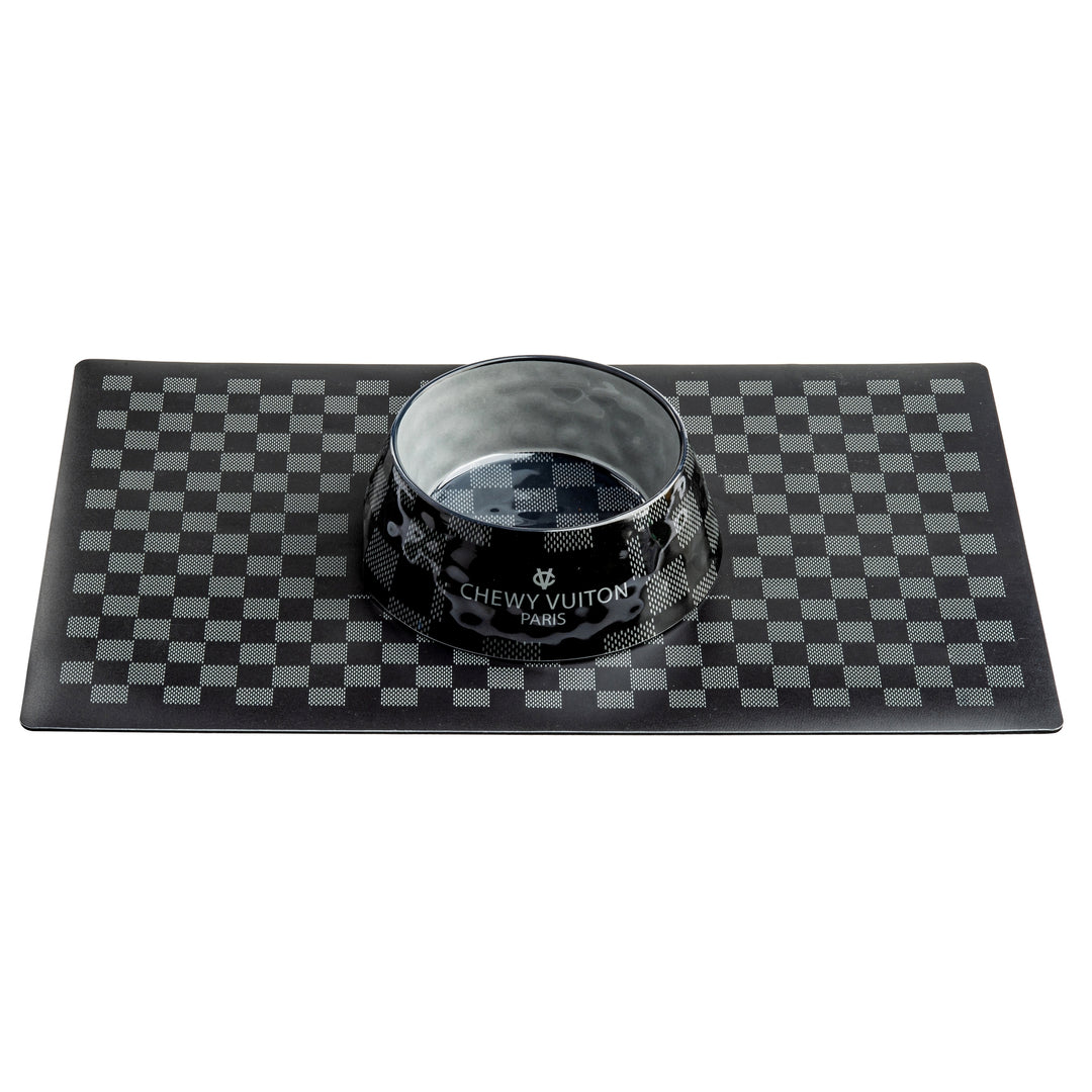 Black Checker Chewy Vuiton Bowl - Medium