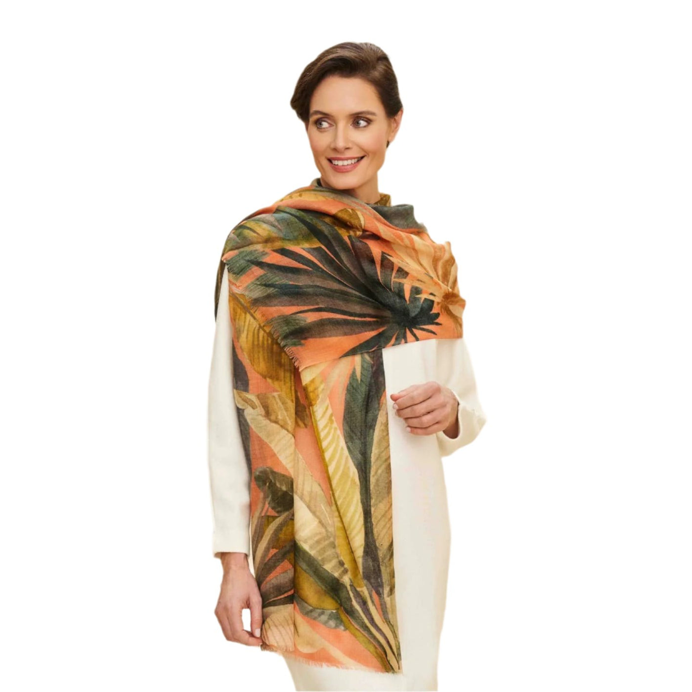 Painted Palms Wool Wrap Scarf