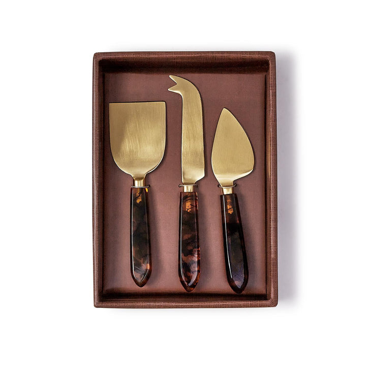 Cheese Knives In Gift Box - Tortoise