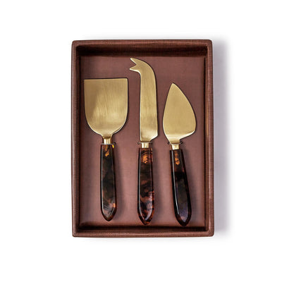 Cheese Knives In Gift Box - Tortoise