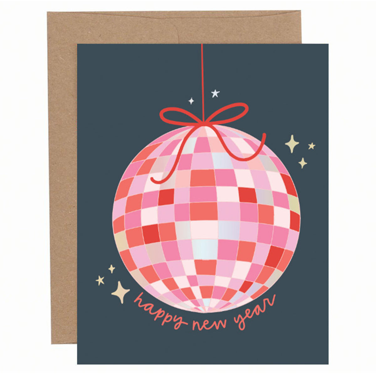 Happy New Year Disco Ball Greeting Card