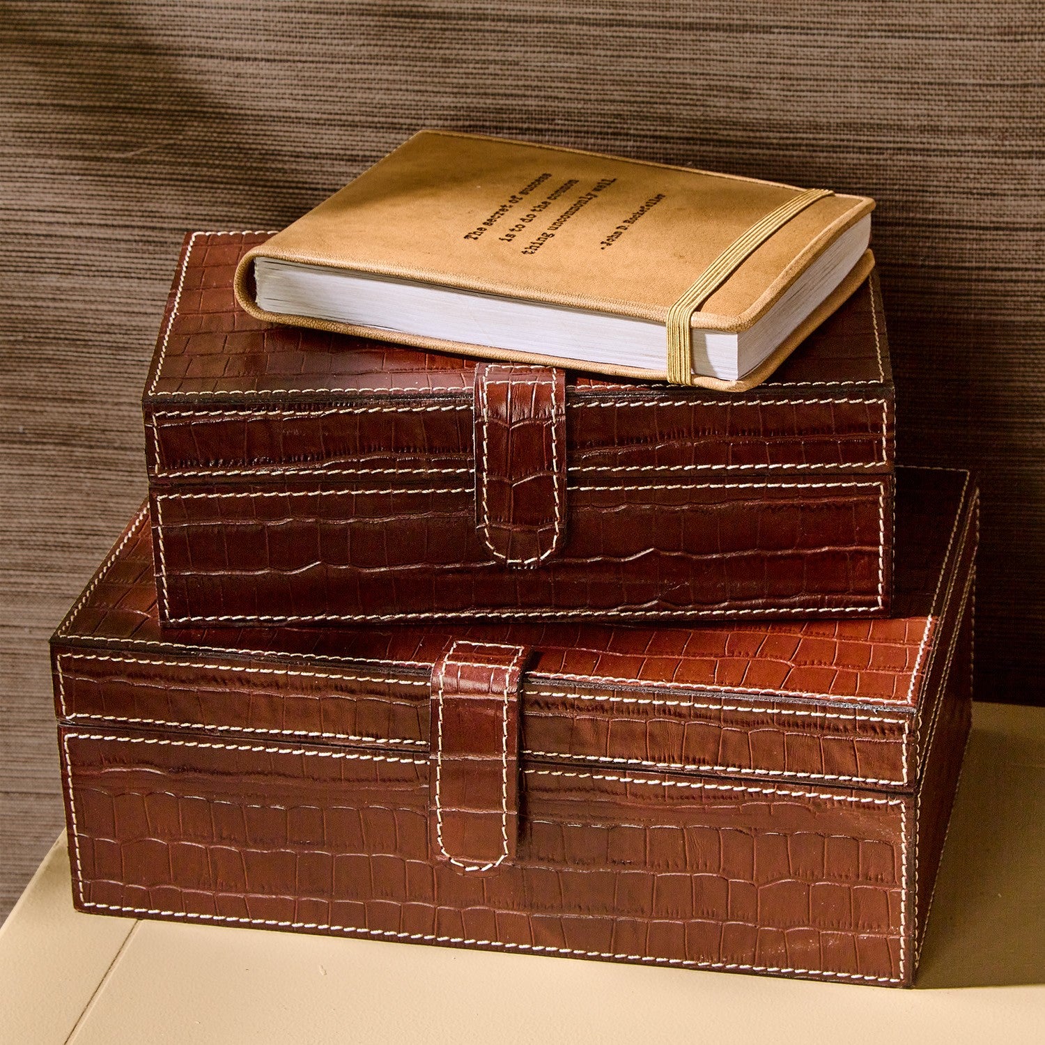 Genuine Leather Reptile Pattern Storage Box - Large