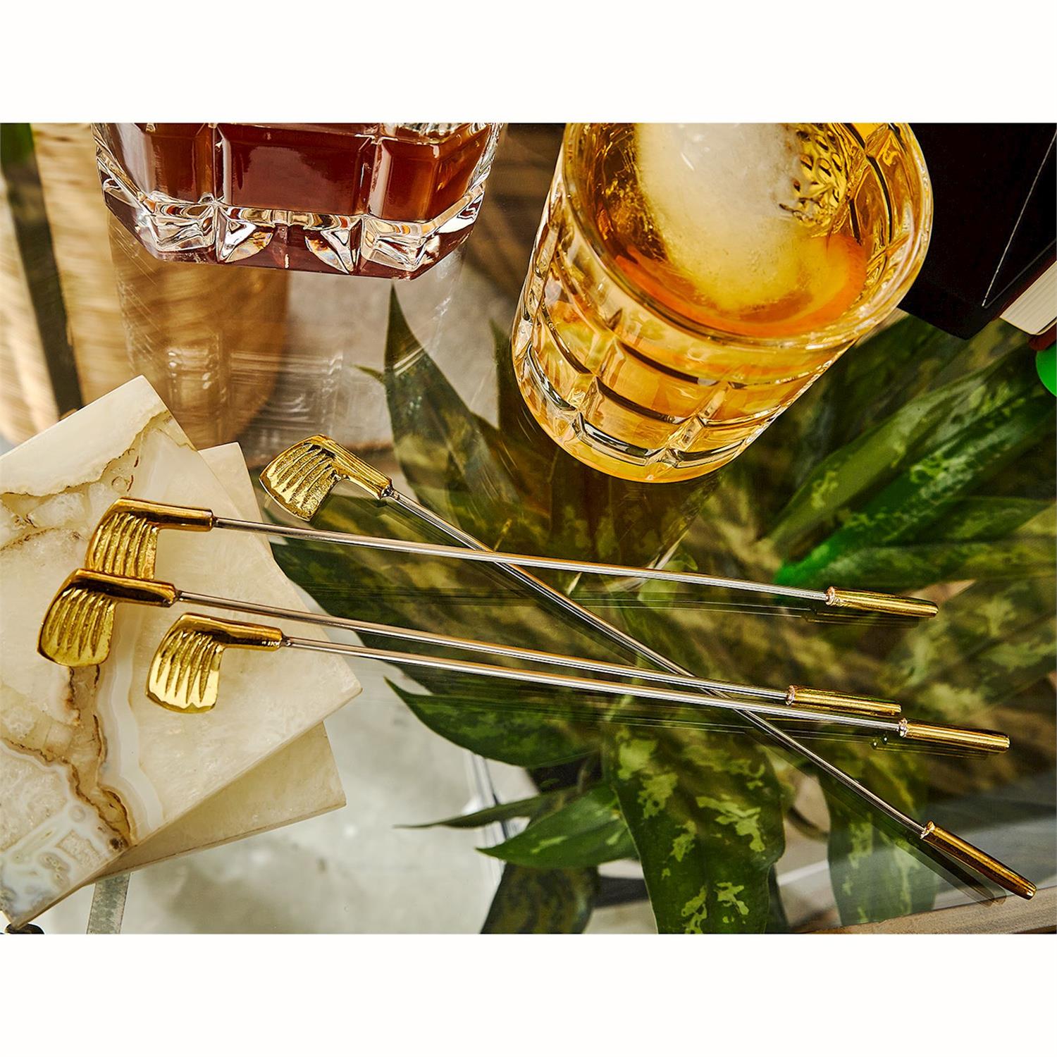 Gold Golf Club Stirrers Set