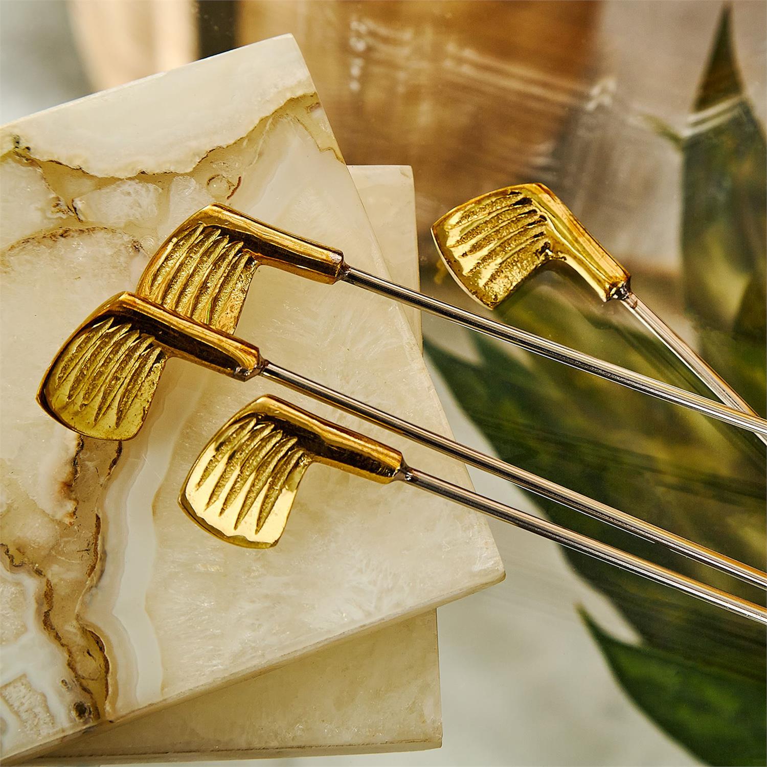 Gold Golf Club Stirrers Set