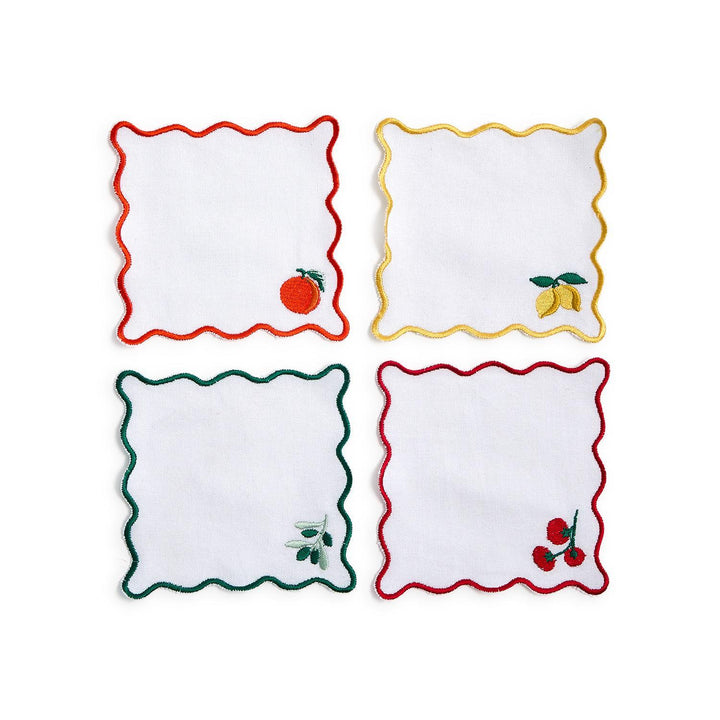 Embroidered Fruit Cocktail Napkins