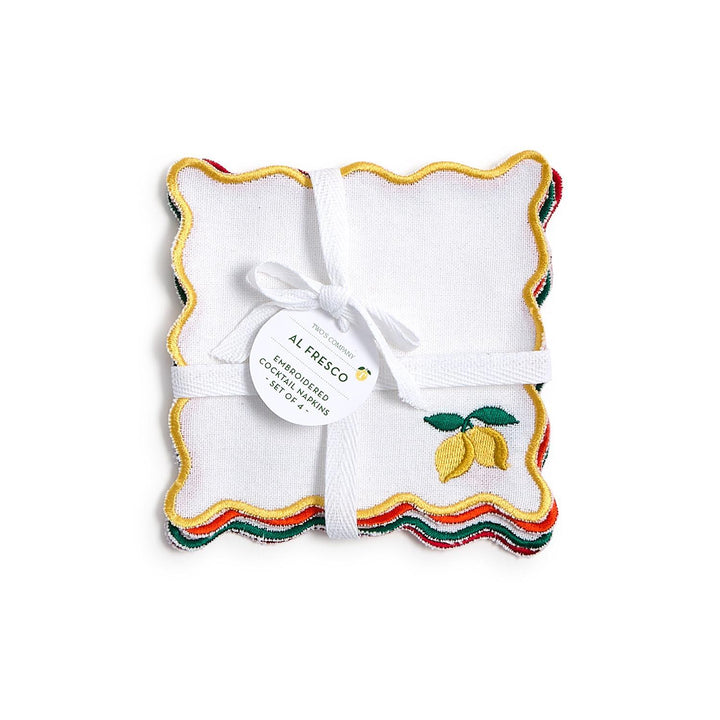 Embroidered Fruit Cocktail Napkins
