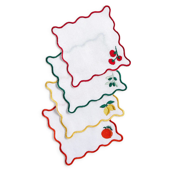 Embroidered Fruit Cocktail Napkins