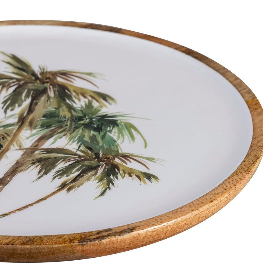 Mango Wood Colorful Palm Tree Serving Plate