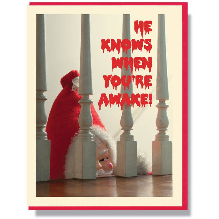 Creepy Santa Knows When You're Awake Holiday Card