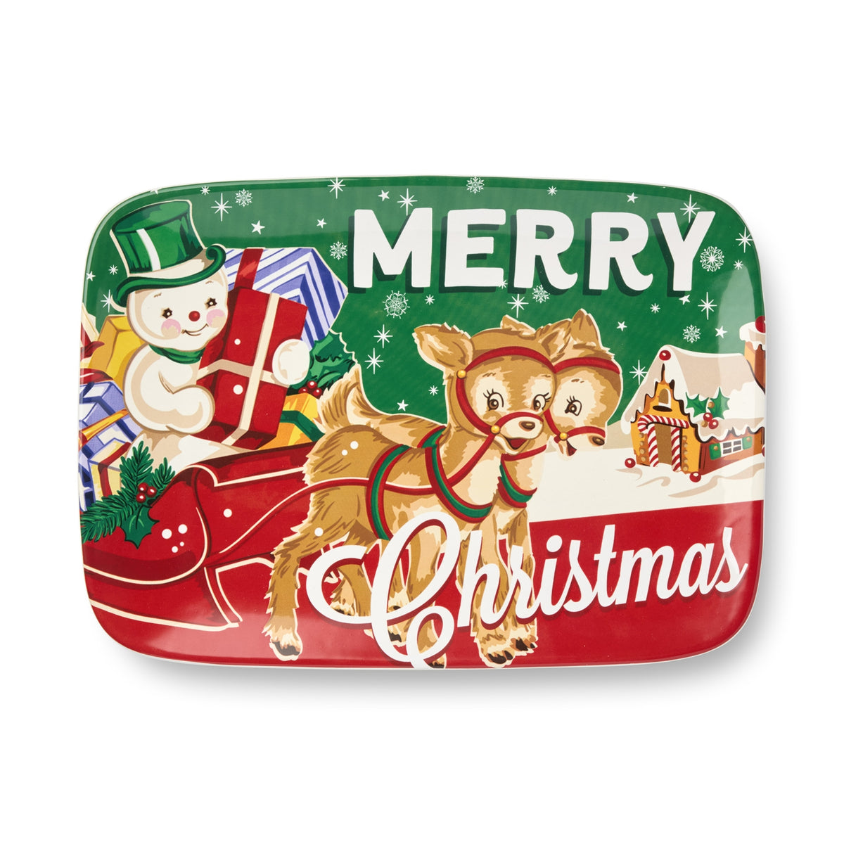 Santa's Retro Rectangular Platter 14 x 10