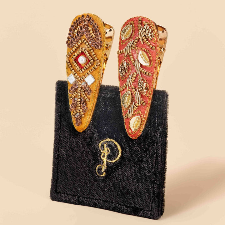 Diamond And 60's Abstract Hair Clips