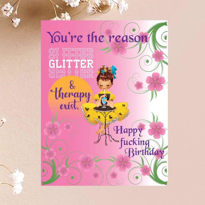 Glitter & Therapy Birthday Card