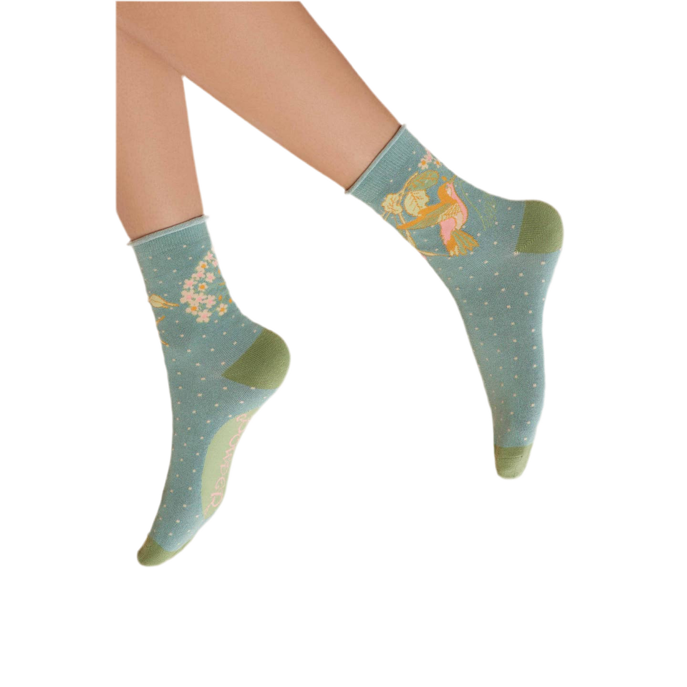 Aqua Hummingbird Ankle Socks