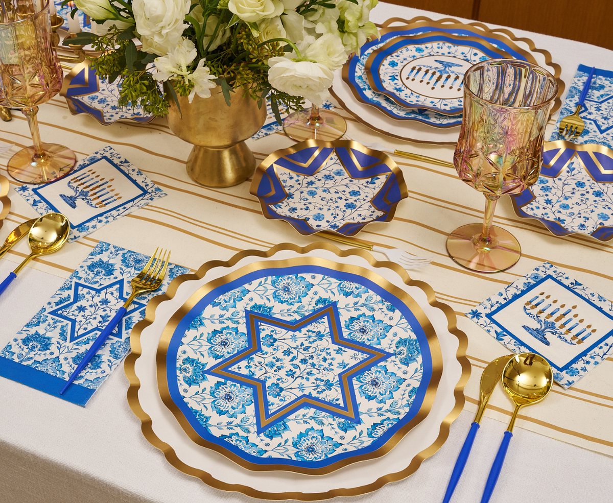 Hanukkah Toile Dinner Plates - 8 Pack