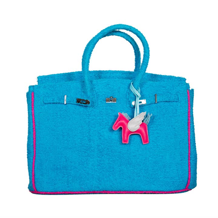 Hamptons "Designer" Tote Bag - Turquoise & Pink