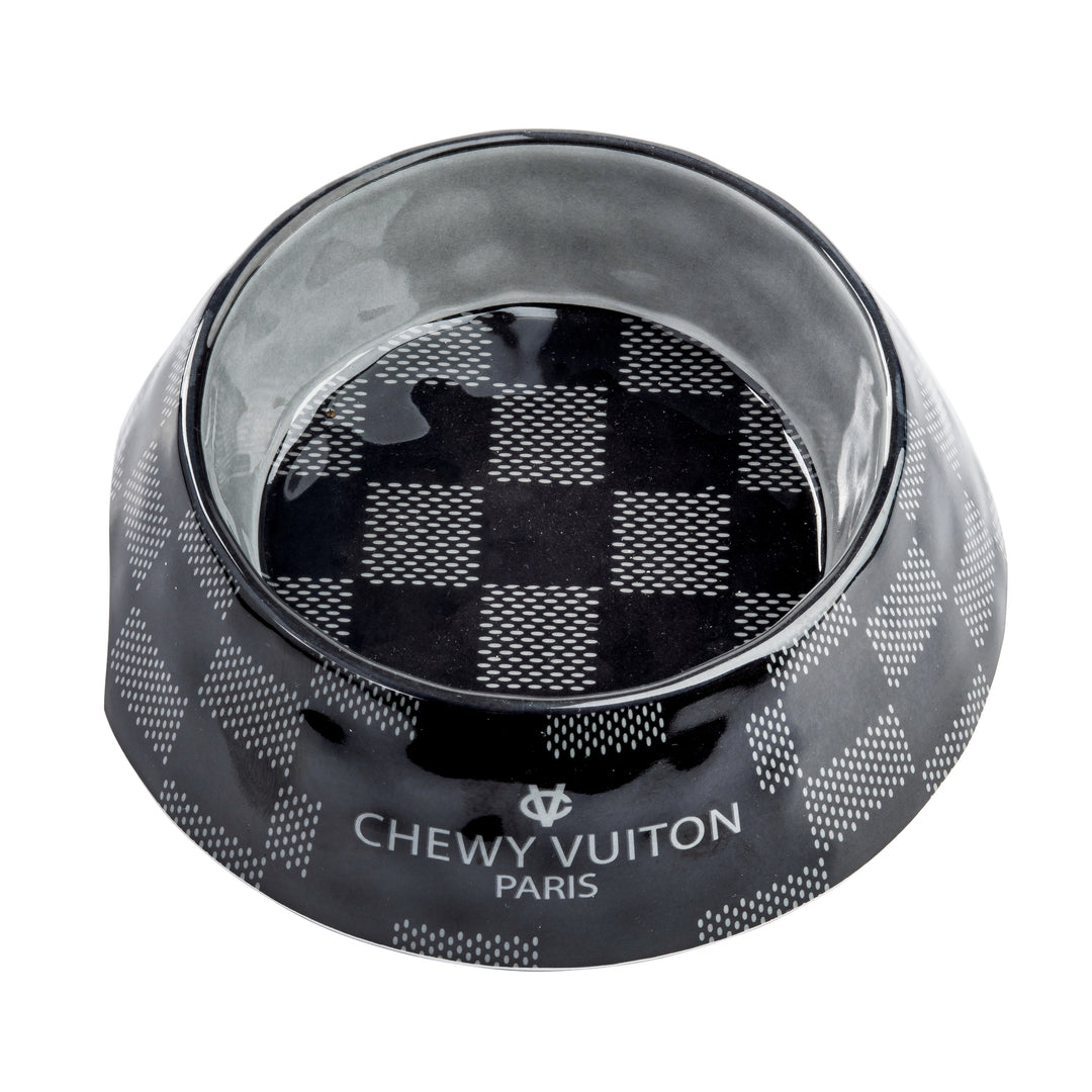 Black Checker Chewy Vuiton Bowl - Medium
