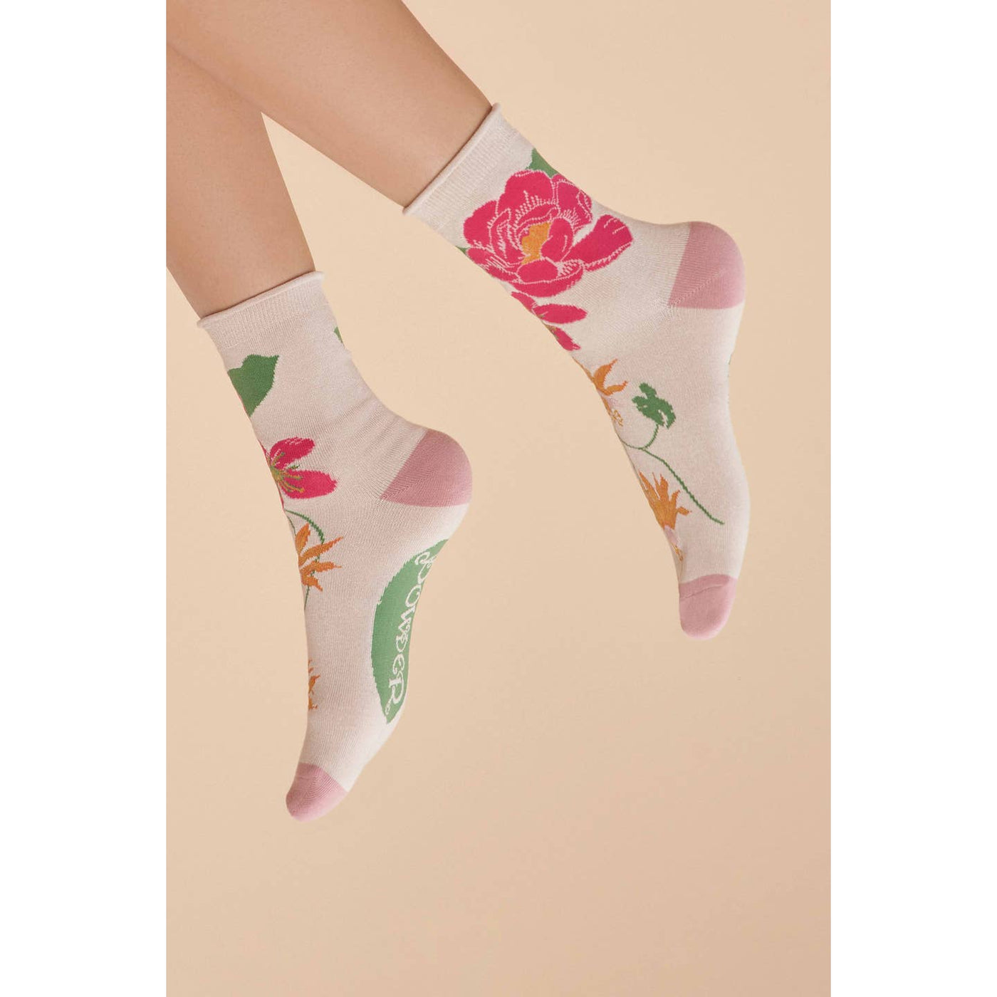 Coconut Tropical Flora Ankle Socks