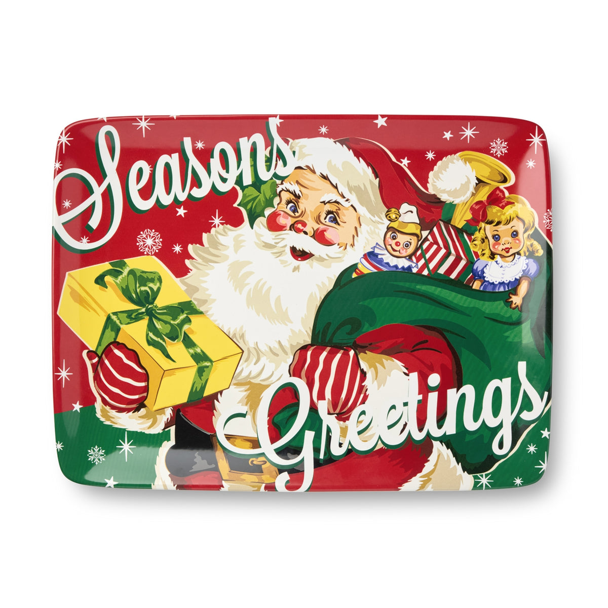 Santa's Retro Rectangular Platter 16 x 12