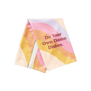 Colorful towel with text 'Do Your Own Damn Dishes' on a white background