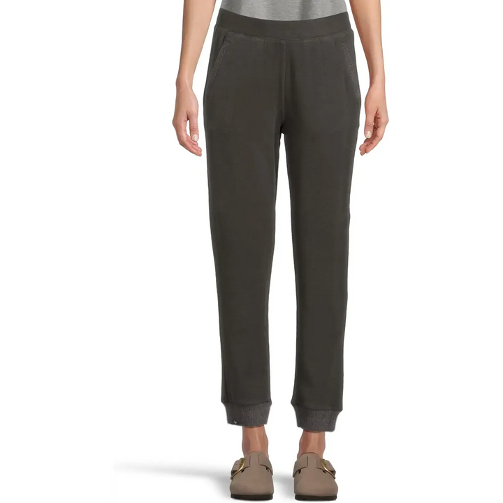 Brushed Fleece Jogger With Cozy Chic Ultra Lite Rib Cuff - Carbon