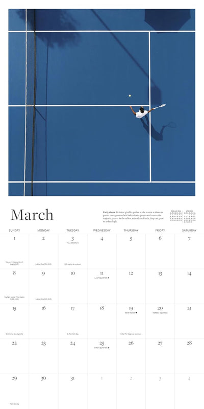 Wall Calendar 2026: Tennis Courts