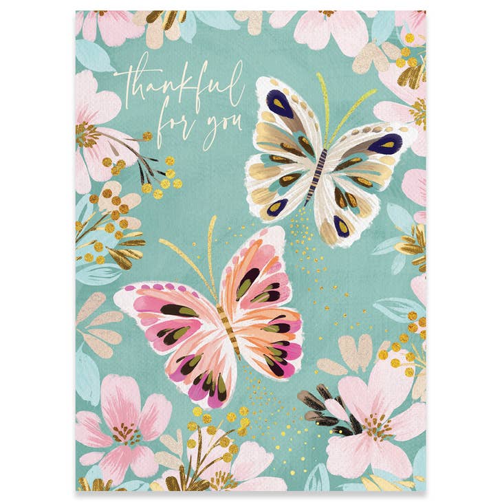 Two Butterflies Thank You Greeting Card