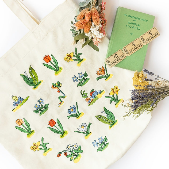 Richard Scarry® - Lowly Worm Floral Embroidered Tote