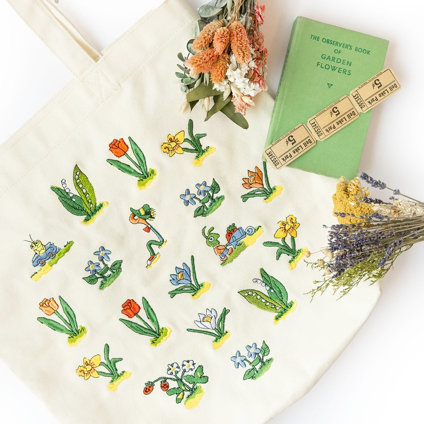 Richard Scarry® - Lowly Worm Floral Embroidered Tote